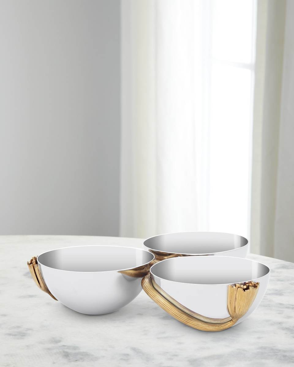 Deco Leaves 3-Section Condiment Server